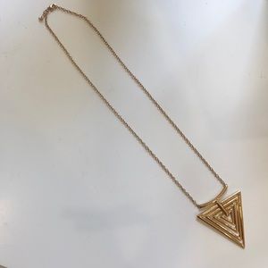 Long Chain w Triangle Pendant Necklace